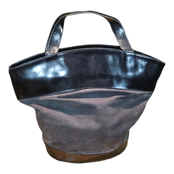 Bally Black & Gray Suede and Leather Satchel Bag - Picture 4 of 14